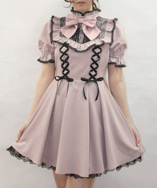 Secret Honey（シークレットハニー）の「サイドレースアップレースヨーク半袖ワンピース（ワンピース・レディース・ブラック/ピンク/グレー・MEDIUM）」の18枚目の写真