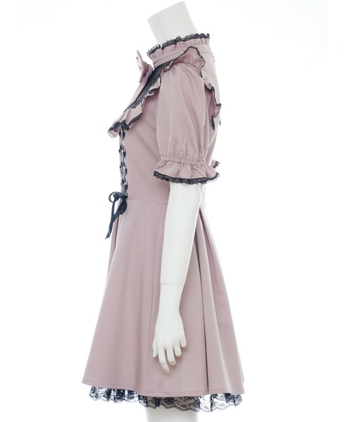 Secret Honey（シークレットハニー）の「サイドレースアップレースヨーク半袖ワンピース（ワンピース・レディース・ブラック/ピンク/グレー・MEDIUM）」の15枚目の写真