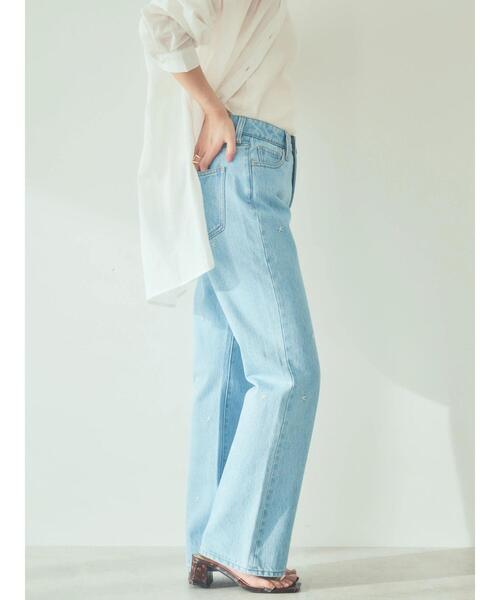 AMERICAN HOLIC（アメリカンホリック）の「7周年刺繍フレアパンツ（デニムパンツ・レディース・サックスブルー・S/M/L）」の3枚目の写真