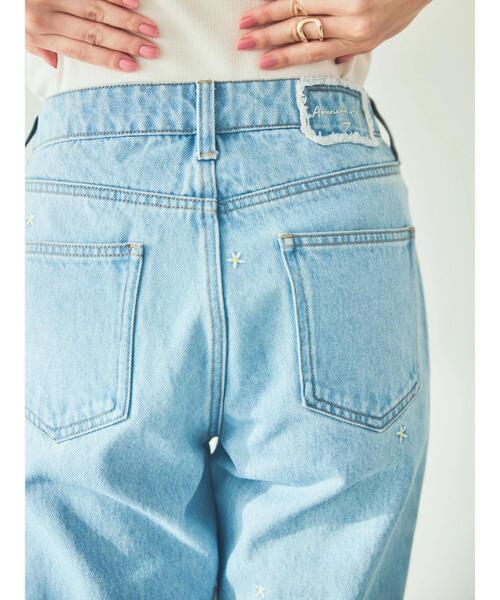 AMERICAN HOLIC（アメリカンホリック）の「7周年刺繍フレアパンツ（デニムパンツ・レディース・サックスブルー・S/M/L）」の6枚目の写真