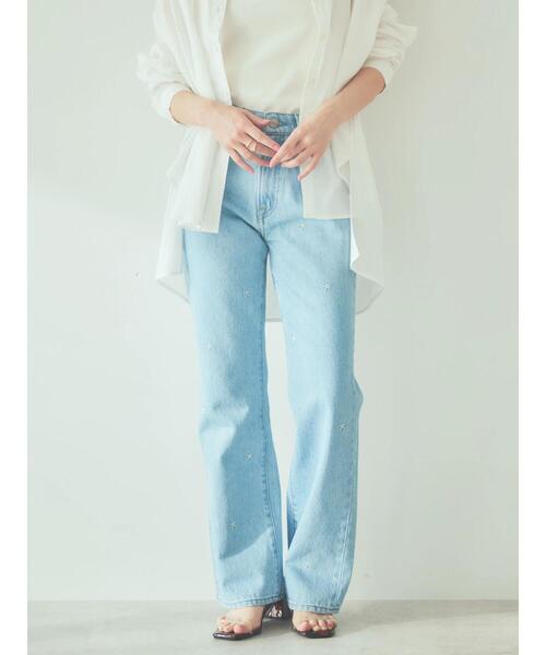 AMERICAN HOLIC（アメリカンホリック）の「7周年刺繍フレアパンツ（デニムパンツ・レディース・サックスブルー・S/M/L）」の7枚目の写真