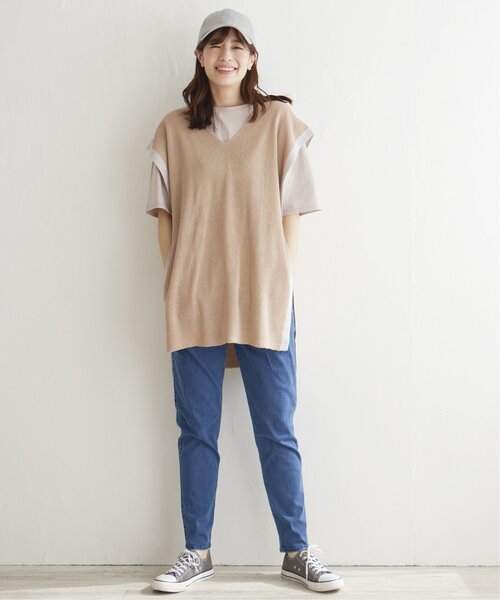 LBC（エルビーシー）の「畦配色ロングニットベスト（ニット/セーター・レディース・ベージュ/ライトグレー/ブラック・M）」の20枚目の写真