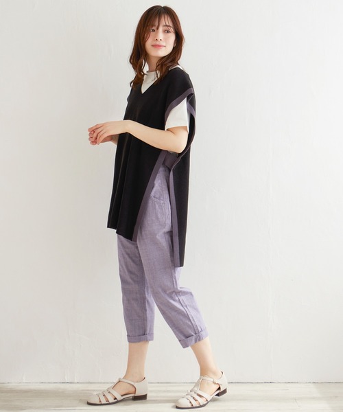 LBC（エルビーシー）の「畦配色ロングニットベスト（ニット/セーター・レディース・ベージュ/ライトグレー/ブラック・M）」の17枚目の写真