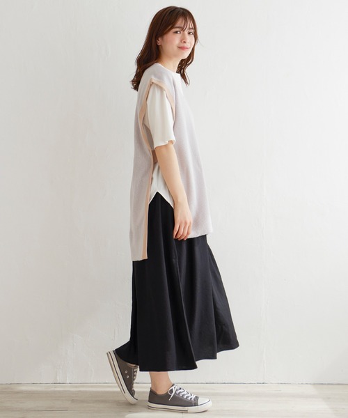 LBC（エルビーシー）の「畦配色ロングニットベスト（ニット/セーター・レディース・ベージュ/ライトグレー/ブラック・M）」の7枚目の写真