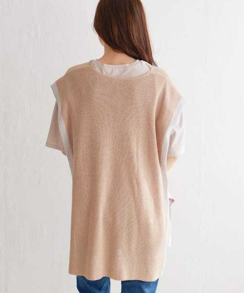 LBC（エルビーシー）の「畦配色ロングニットベスト（ニット/セーター・レディース・ベージュ/ライトグレー/ブラック・M）」の4枚目の写真