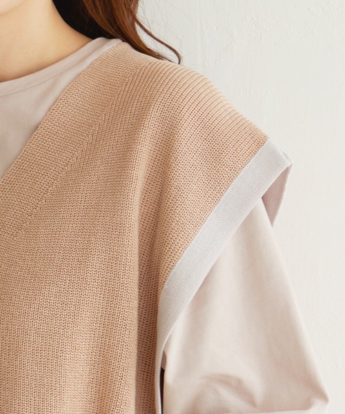 LBC（エルビーシー）の「畦配色ロングニットベスト（ニット/セーター・レディース・ベージュ/ライトグレー/ブラック・M）」の18枚目の写真