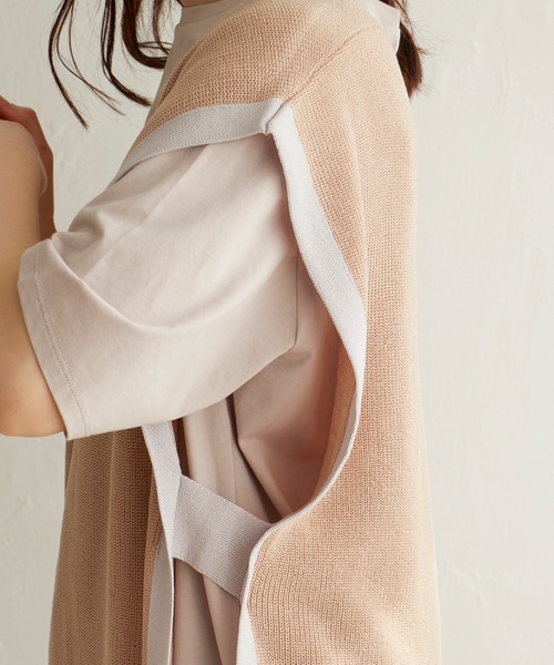 LBC（エルビーシー）の「畦配色ロングニットベスト（ニット/セーター・レディース・ベージュ/ライトグレー/ブラック・M）」の16枚目の写真