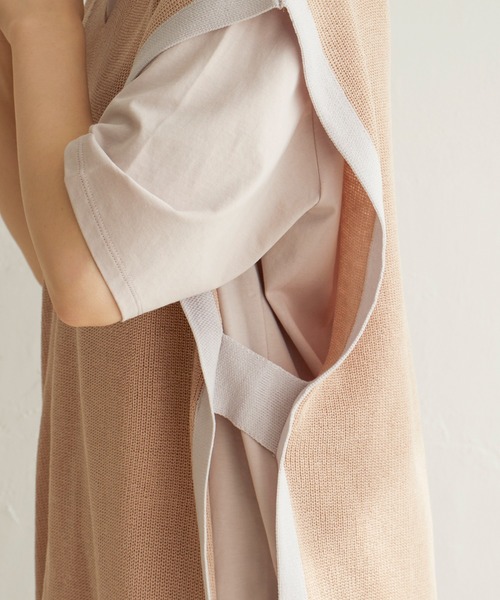 LBC（エルビーシー）の「畦配色ロングニットベスト（ニット/セーター・レディース・ベージュ/ライトグレー/ブラック・M）」の12枚目の写真