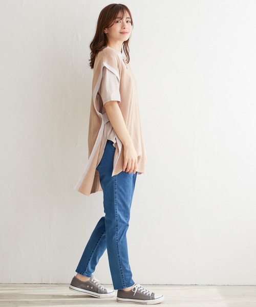 LBC（エルビーシー）の「畦配色ロングニットベスト（ニット/セーター・レディース・ベージュ/ライトグレー/ブラック・M）」の11枚目の写真