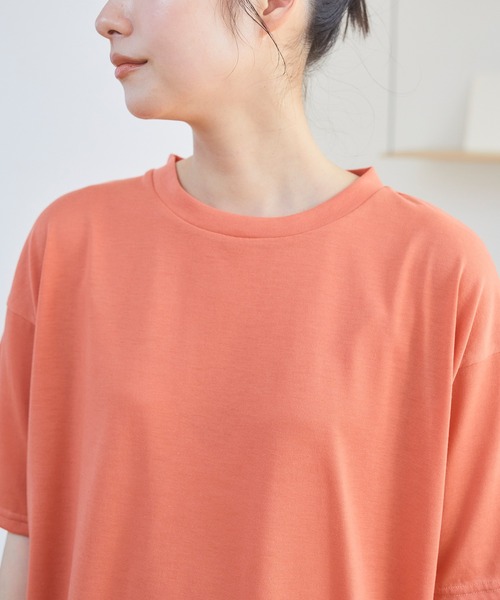 CROSSPLUS ONLINE（クロスプラスオンライン）の「【LAFUKU】半袖スウェットルームウェア　上下セット（ラフク）（ルームウェア/パジャマ・レディース・ネイビー/オレンジ/ピンク/サックスブルー/ライトグリーン/チャコールグレー・L/M/LL）」の10枚目の写真