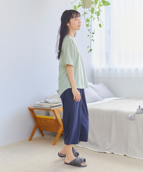 CROSSPLUS ONLINE（クロスプラスオンライン）の「【LAFUKU】半袖スウェットルームウェア　上下セット（ラフク）（ルームウェア/パジャマ・レディース・ネイビー/オレンジ/ピンク/サックスブルー/ライトグリーン/チャコールグレー・L/M/LL）」の13枚目の写真