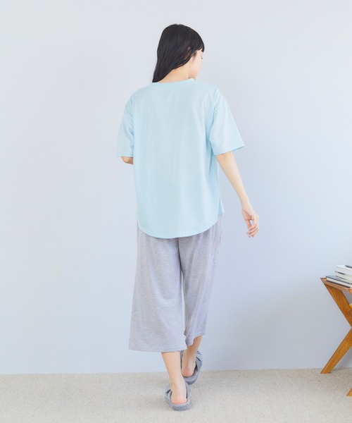 CROSSPLUS ONLINE（クロスプラスオンライン）の「【LAFUKU】半袖スウェットルームウェア　上下セット（ラフク）（ルームウェア/パジャマ・レディース・ネイビー/オレンジ/ピンク/サックスブルー/ライトグリーン/チャコールグレー・L/M/LL）」の15枚目の写真