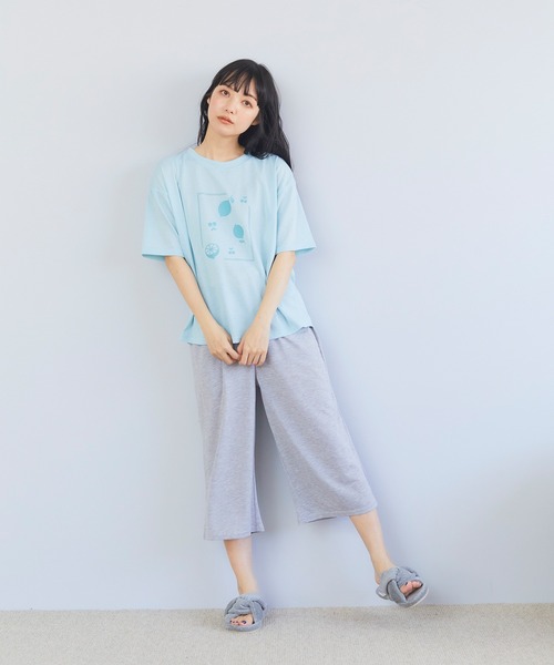 CROSSPLUS ONLINE（クロスプラスオンライン）の「【LAFUKU】半袖スウェットルームウェア　上下セット（ラフク）（ルームウェア/パジャマ・レディース・ネイビー/オレンジ/ピンク/サックスブルー/ライトグリーン/チャコールグレー・L/M/LL）」の20枚目の写真
