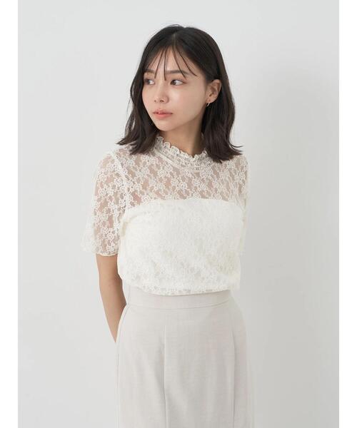 earth music&ecology(アースミュージックアンドエコロジー)の「レースドッキング半袖プルオーバー(Tシャツ/カットソー・レディース・ブラック/アイボリー/ミント・S/M)」の19枚目の写真