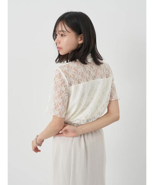 earth music&ecology(アースミュージックアンドエコロジー)の「レースドッキング半袖プルオーバー(Tシャツ/カットソー・レディース・ブラック/アイボリー/ミント・S/M)」の7枚目の写真