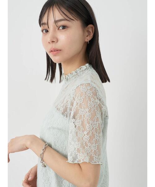 earth music&ecology(アースミュージックアンドエコロジー)の「レースドッキング半袖プルオーバー(Tシャツ/カットソー・レディース・ブラック/アイボリー/ミント・S/M)」の18枚目の写真