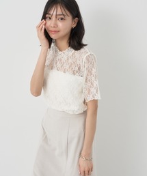 earth music&ecology | レースドッキング半袖プルオーバー(Tシャツ/カットソー)