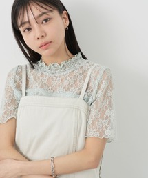 レースドッキング半袖プルオーバー