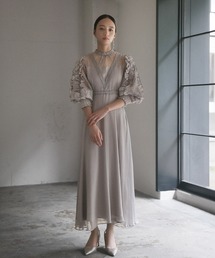 girl（ガール）の「袖フリルレース切替え フレア ロング 結婚式 ワンピース パーティードレス オケージョンドレス お呼ばれ 二次会 成人式 同窓会 謝恩会（ドレス・レディース）」