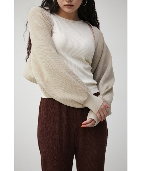 AZUL by moussy(アズールバイマウジー)の「SHORT KNIT BOLERO/ショートニットボレロ(カーディガン/ボレロ・レディース・ブラック/ライトベージュ/ブラウン・FREE)」の3枚目の写真