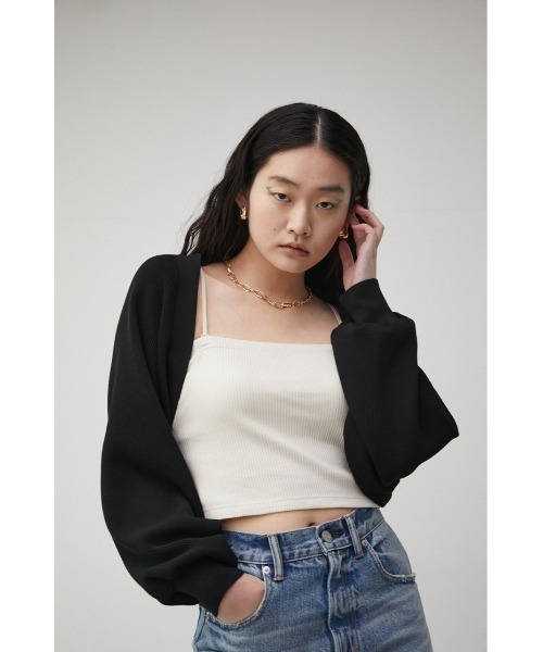 AZUL by moussy(アズールバイマウジー)の「SHORT KNIT BOLERO/ショートニットボレロ(カーディガン/ボレロ・レディース・ブラック/ライトベージュ/ブラウン・FREE)」の7枚目の写真