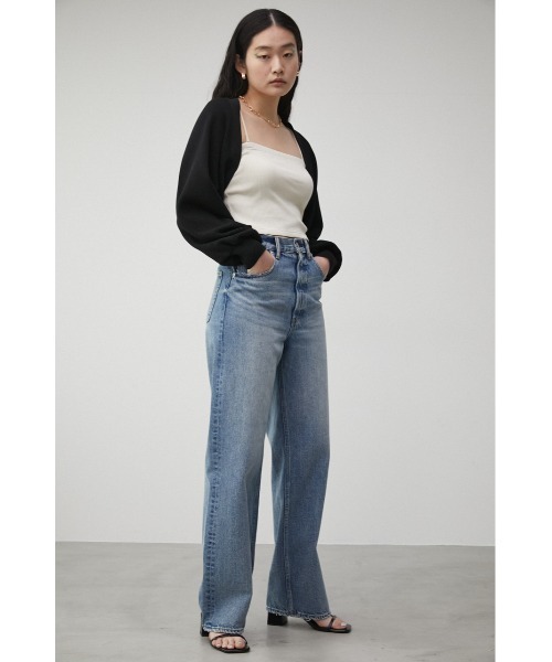 AZUL by moussy(アズールバイマウジー)の「SHORT KNIT BOLERO/ショートニットボレロ(カーディガン/ボレロ・レディース・ブラック/ライトベージュ/ブラウン・FREE)」の4枚目の写真