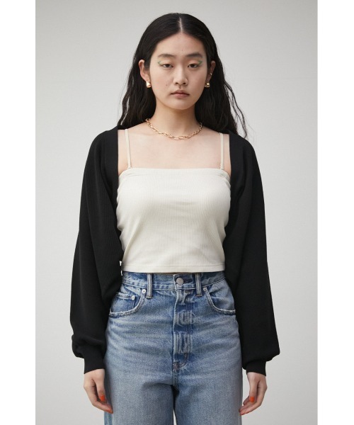 AZUL by moussy(アズールバイマウジー)の「SHORT KNIT BOLERO/ショートニットボレロ(カーディガン/ボレロ・レディース・ブラック/ライトベージュ/ブラウン・FREE)」の17枚目の写真