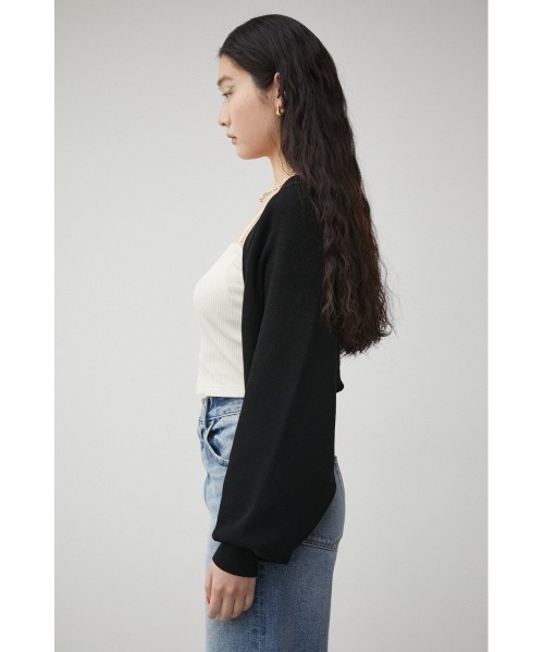 AZUL by moussy(アズールバイマウジー)の「SHORT KNIT BOLERO/ショートニットボレロ(カーディガン/ボレロ・レディース・ブラック/ライトベージュ/ブラウン・FREE)」の14枚目の写真