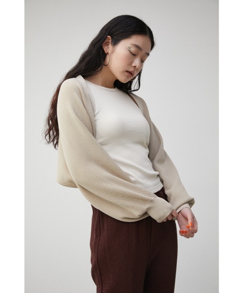 AZUL by moussy(アズールバイマウジー)の「SHORT KNIT BOLERO/ショートニットボレロ(カーディガン/ボレロ・レディース・ブラック/ライトベージュ/ブラウン・FREE)」の12枚目の写真