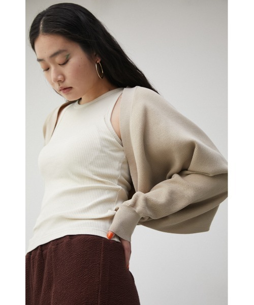 AZUL by moussy(アズールバイマウジー)の「SHORT KNIT BOLERO/ショートニットボレロ(カーディガン/ボレロ・レディース・ブラック/ライトベージュ/ブラウン・FREE)」の19枚目の写真