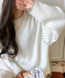 《JaVa ジャバコラボ》大人カジュアルを格上げ。リバーシブル2way配色ビッグハンドステッチオーバーサイズニット