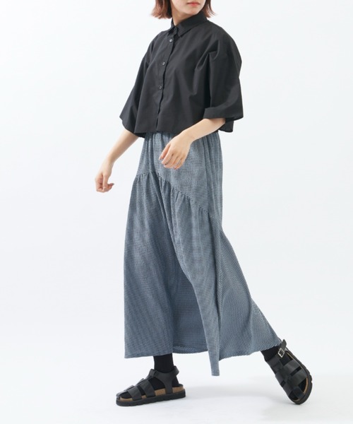 EDIT Gris（エディットグリ）の「ショート丈レギュラーカラー半袖シャツ（シャツ/ブラウス・レディース・ホワイト/ブラック・FREE）」の14枚目の写真