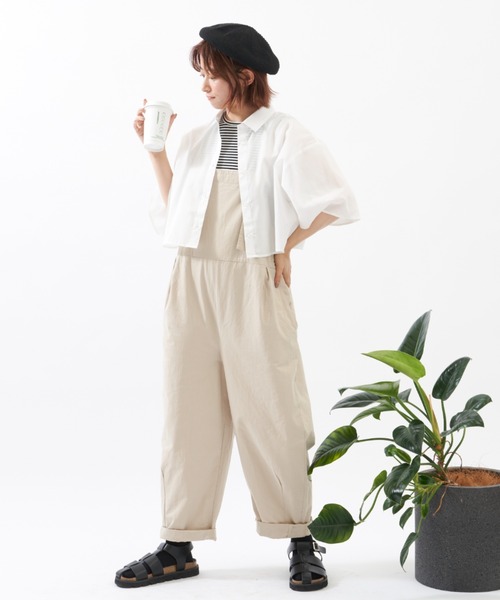 EDIT Gris（エディットグリ）の「ショート丈レギュラーカラー半袖シャツ（シャツ/ブラウス・レディース・ホワイト/ブラック・FREE）」の6枚目の写真