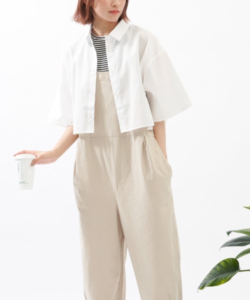 EDIT Gris（エディットグリ）の「ショート丈レギュラーカラー半袖シャツ（シャツ/ブラウス・レディース・ホワイト/ブラック・FREE）」の3枚目の写真
