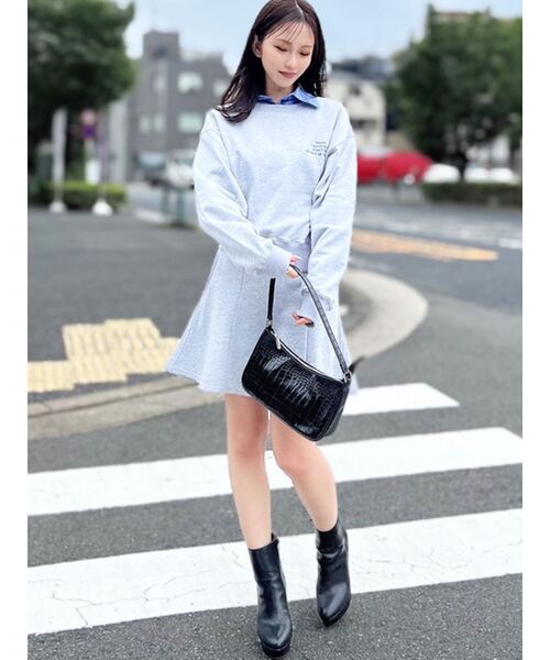 RESEXXY ライトグレー フレアパンツ Mサイズ RESEXXY ワイドリブフレアーパンツ ライトグレー -ファッション