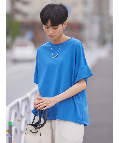 AMERICAN HOLIC（アメリカンホリック）の「袖折り返しカットプルオーバー（Tシャツ/カットソー・レディース・アイボリー/ブルー/グリーン/チャコールグレー・M/L）」の14枚目の写真