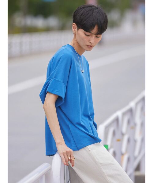 AMERICAN HOLIC（アメリカンホリック）の「袖折り返しカットプルオーバー（Tシャツ/カットソー・レディース・アイボリー/ブルー/グリーン/チャコールグレー・M/L）」の15枚目の写真