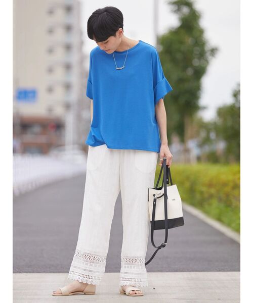 AMERICAN HOLIC（アメリカンホリック）の「袖折り返しカットプルオーバー（Tシャツ/カットソー・レディース・アイボリー/ブルー/グリーン/チャコールグレー・M/L）」の17枚目の写真