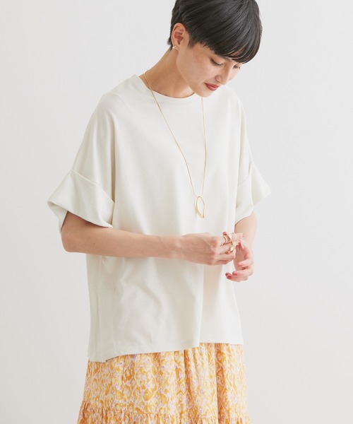 AMERICAN HOLIC（アメリカンホリック）の「袖折り返しカットプルオーバー（Tシャツ/カットソー・レディース・アイボリー/ブルー/グリーン/チャコールグレー・M/L）」の2枚目の写真