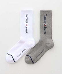 TOMMY HILFIGER（トミーヒルフィガー）の「≪2足セット≫Tommy Jeans 足底パイル 縦ロゴ クルーソックス 92554030（ソックス/靴下）」