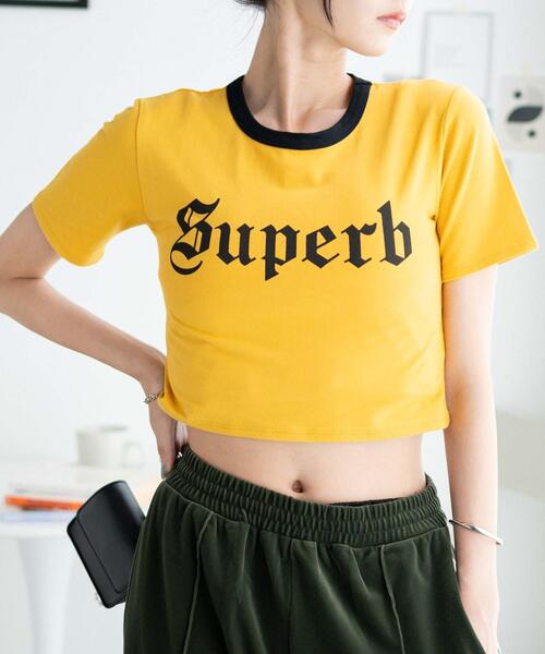 WEGO（ウィゴー）の「WEGO/リンガーロゴちびT（Tシャツ/カットソー・レディース・グリーン/マスタード/ホワイト・FREE）」の3枚目の写真