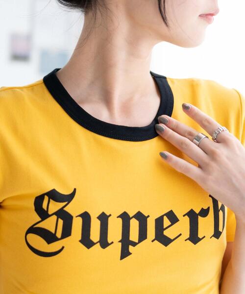 WEGO（ウィゴー）の「WEGO/リンガーロゴちびT（Tシャツ/カットソー・レディース・グリーン/マスタード/ホワイト・FREE）」の7枚目の写真