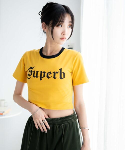 WEGO（ウィゴー）の「WEGO/リンガーロゴちびT（Tシャツ/カットソー・レディース・グリーン/マスタード/ホワイト・FREE）」の16枚目の写真