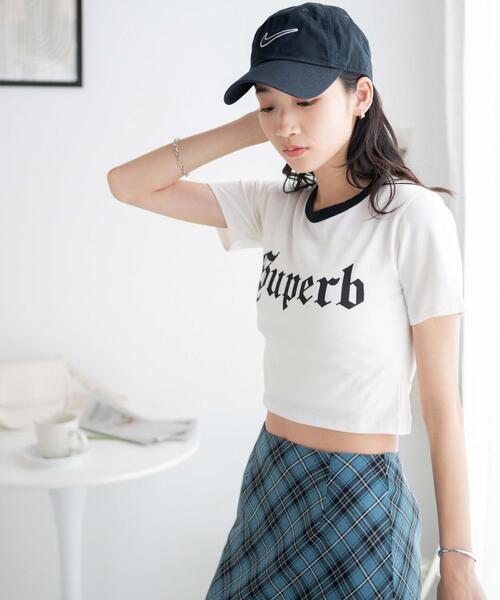 WEGO（ウィゴー）の「WEGO/リンガーロゴちびT（Tシャツ/カットソー・レディース・グリーン/マスタード/ホワイト・FREE）」の10枚目の写真