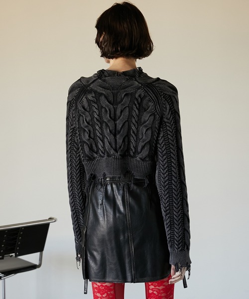 PRANK PROJECT(プランクプロジェクト)の「オーバーダイケミカルケーブルニット / Over-dye Chemical Cable Knit(Tシャツ/カットソー・レディース・ブラック/ブルー・FREE)」の7枚目の写真