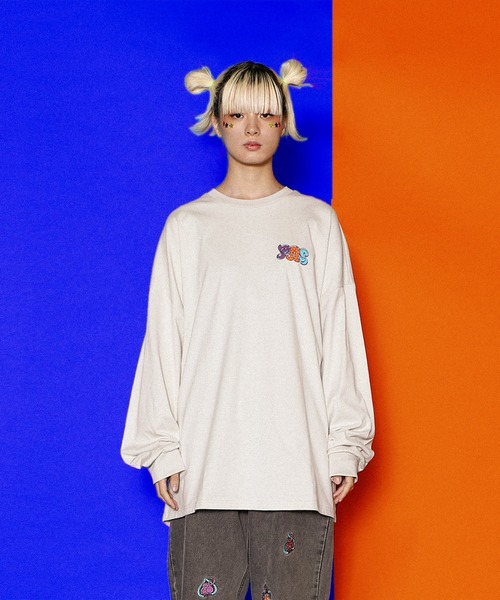 PUNYUS(プニュズ)の「GirlsビッグロンT(Tシャツ/カットソー・レディース・ホワイト/ライトグレー・3/4)」の14枚目の写真