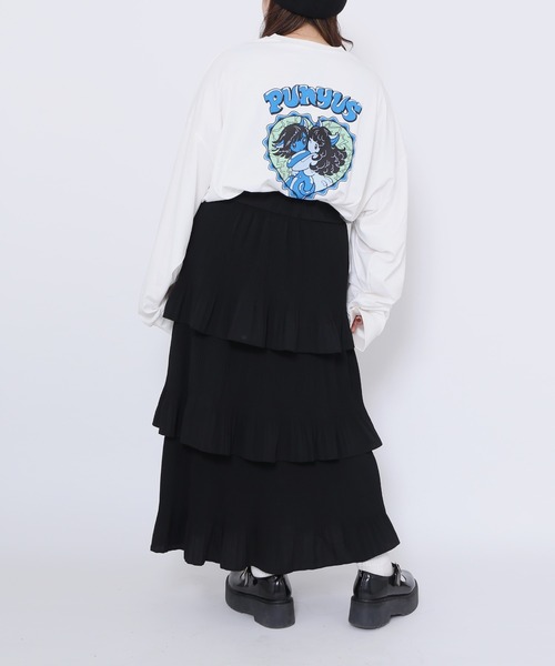 PUNYUS(プニュズ)の「GirlsビッグロンT(Tシャツ/カットソー・レディース・ホワイト/ライトグレー・3/4)」の18枚目の写真