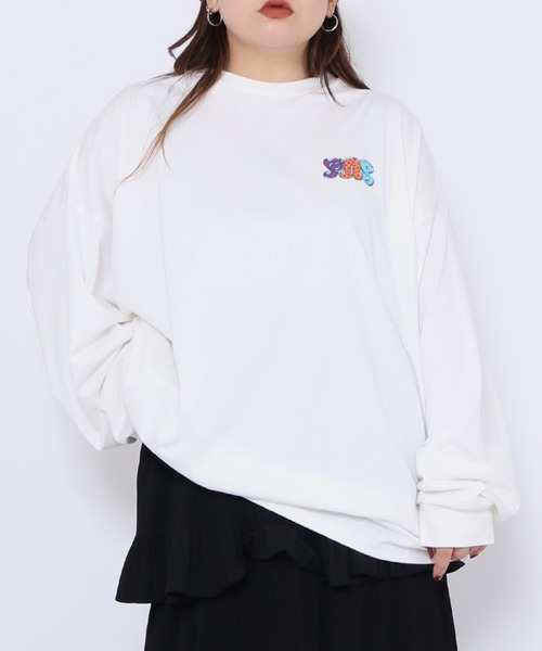 PUNYUS(プニュズ)の「GirlsビッグロンT(Tシャツ/カットソー・レディース・ホワイト/ライトグレー・3/4)」の19枚目の写真