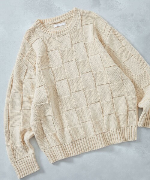 Firsthand（ファーストハンド）の「Firsthand/ファーストハンド バスケット編みニットプルオーバー / セーター/バスケット編みニットプルオーバー / セーター（ニット/セーター・レディース・ブルー/ブラック/オフホワイト/ピンク・2/0）」の2枚目の写真