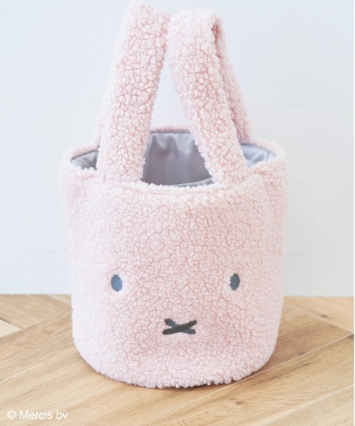 Green Parks(グリーンパークス)の「miffy/ボアフェイスバッグ(エコバッグ/サブバッグ・レディース・ピンク/オフホワイト・FREE)」の1枚目の写真